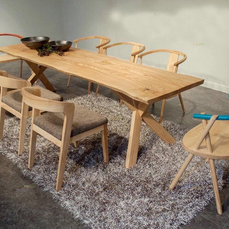 Solid Wood Live Edge Slab Oak Dining Table