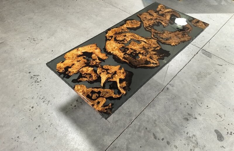 Grey Transparent Epoxy Resin Wood Dining Table: A Perfect Blend of Nature and Modern Design