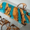 Nature's Canvas, Modern Art: Olive Wood & Epoxy River Tables