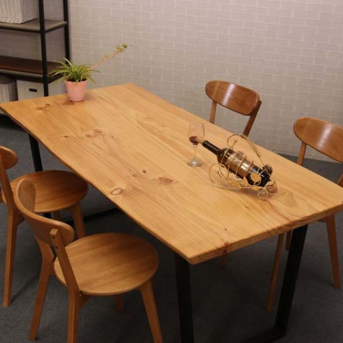 Natural Wood Slab Pine Hotel Dining Table