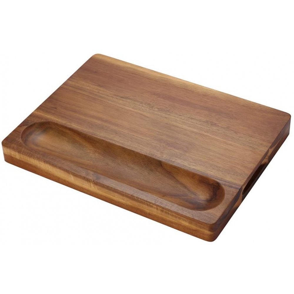 Acacia wood juice groove cracker holder chopping board