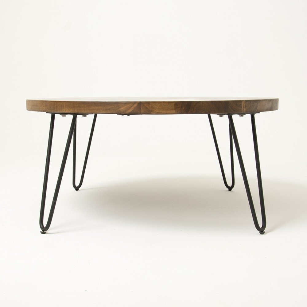 Round wood coffee table and haipin legs