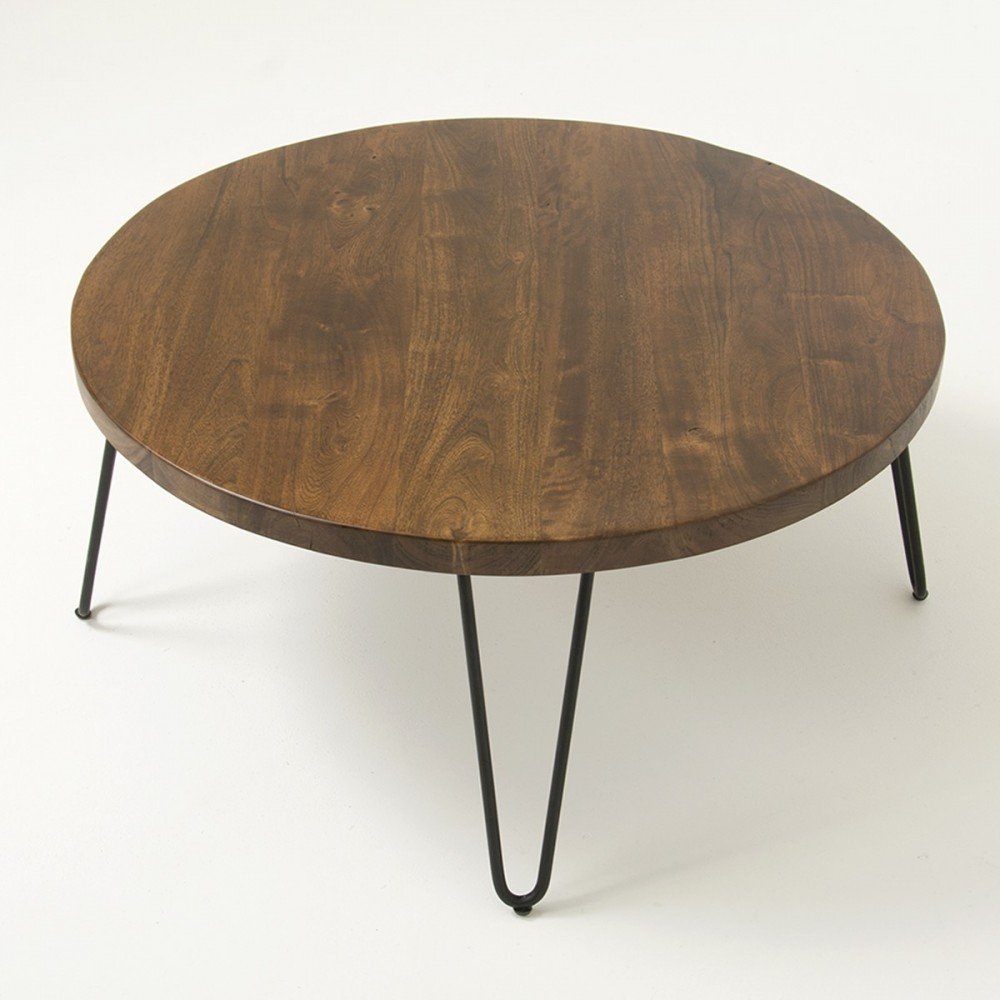 Round wood coffee table and haipin legs