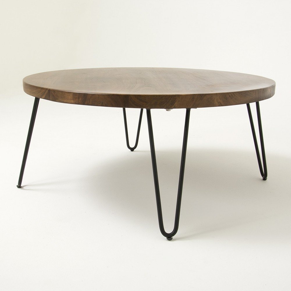 Round wood coffee table and haipin legs