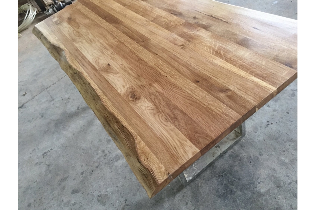 Live edge oak wood slab table for living room