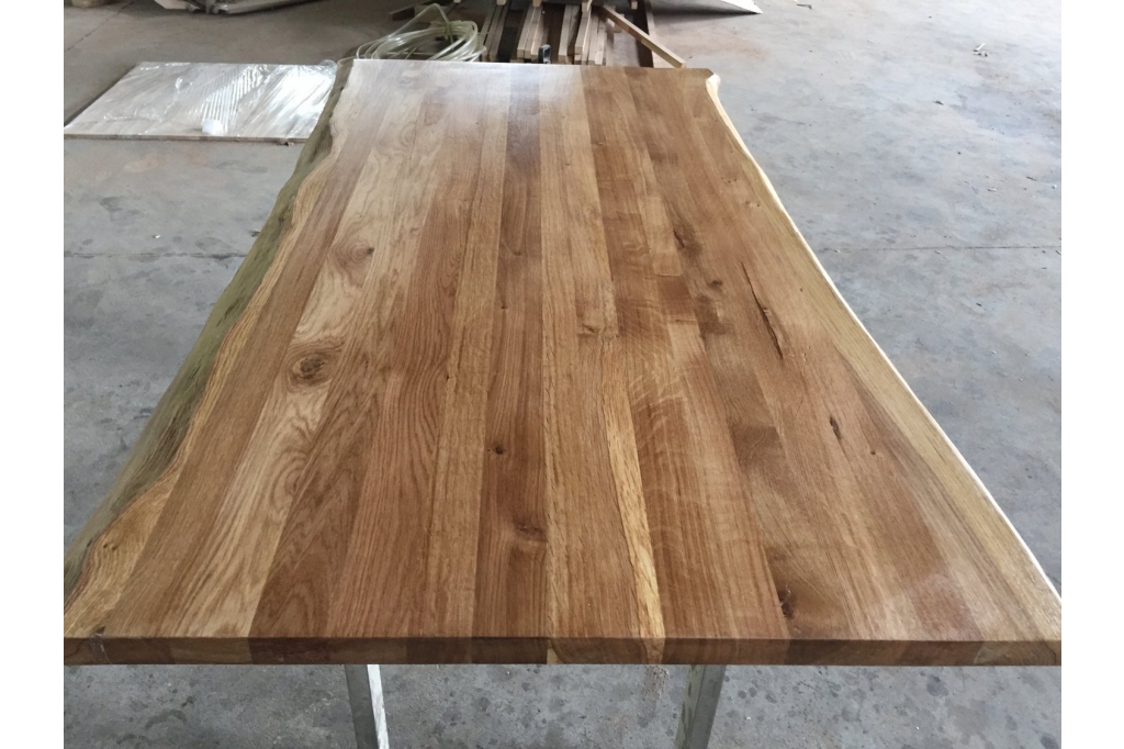 Live edge oak wood slab table for living room