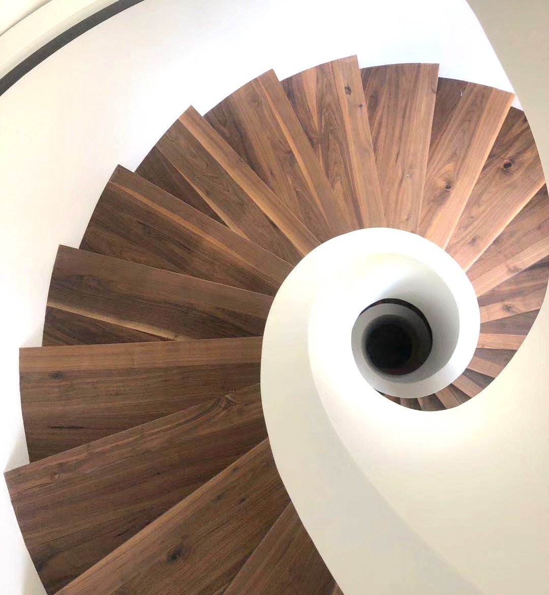 Solid full stave walnut wood stair tread