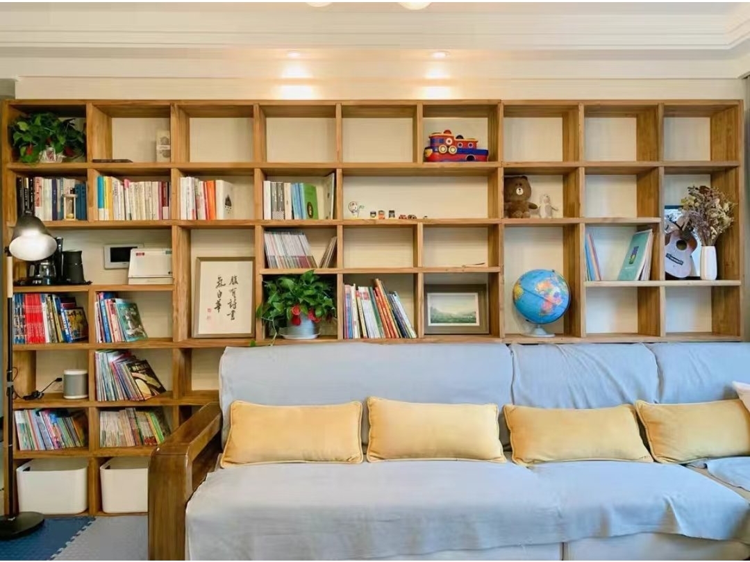 Modern Design Solid Elm Wood Livingroom book shelf