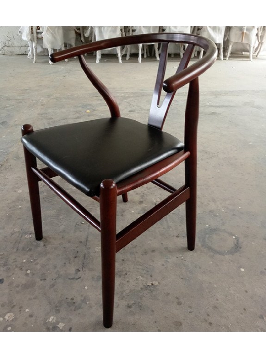 Solid Wood Dining Chair With Fabric Woven Seating