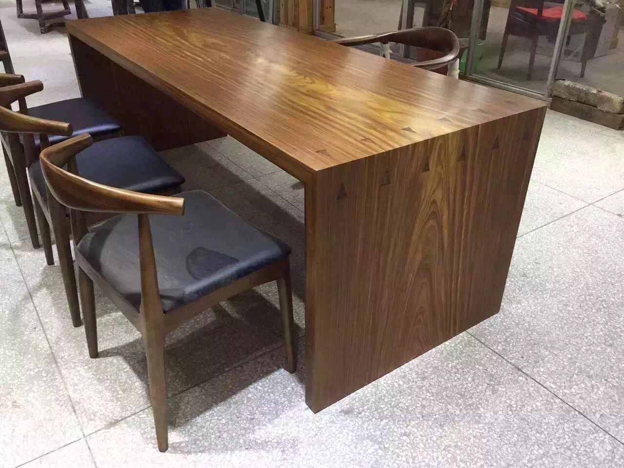 Solid wood iroko slab conference table