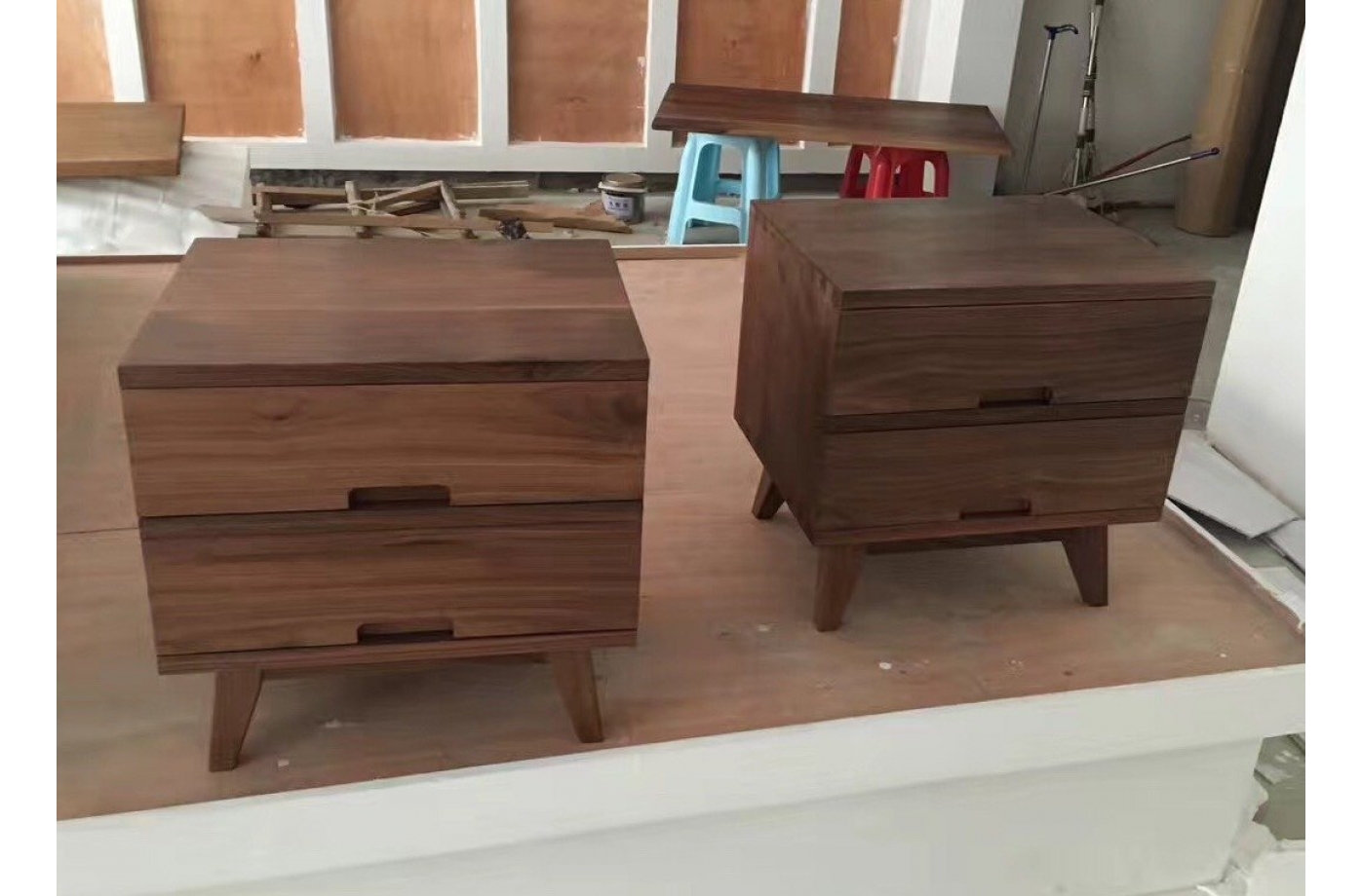 Multi Drawers Wooden Walnut Side Storage Cabinet Living Room