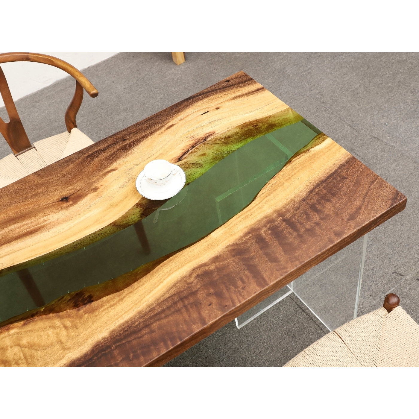 Ecuador walnut wood slab epoxy resin dining table