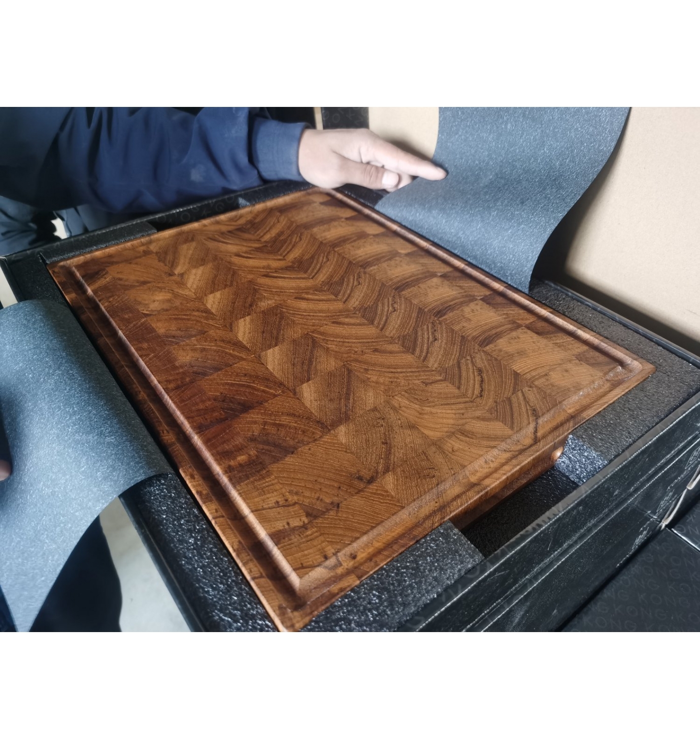 Burma gold teak wood cutting board with juice groove