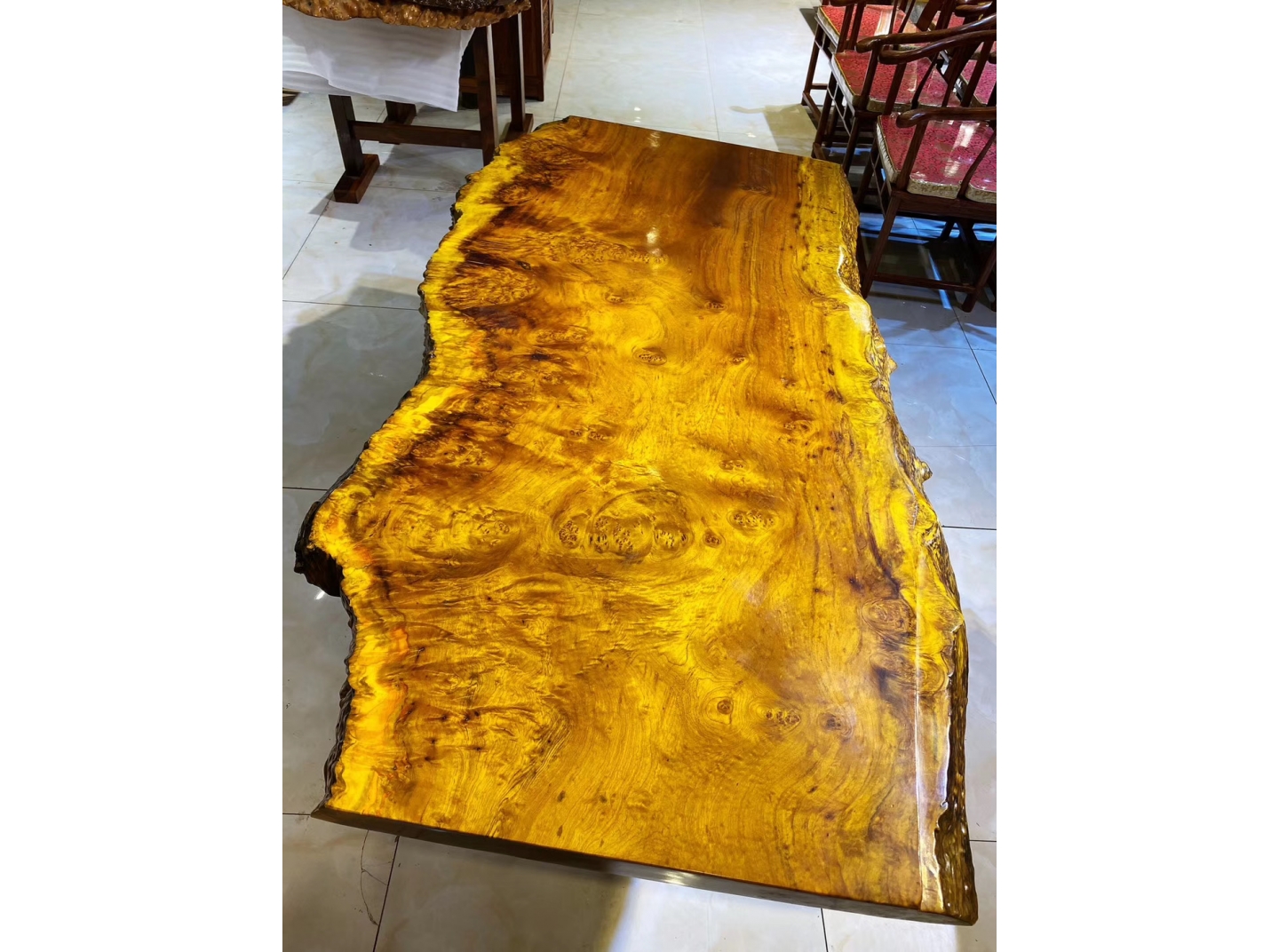 African golden rosewood slab wood office tea table