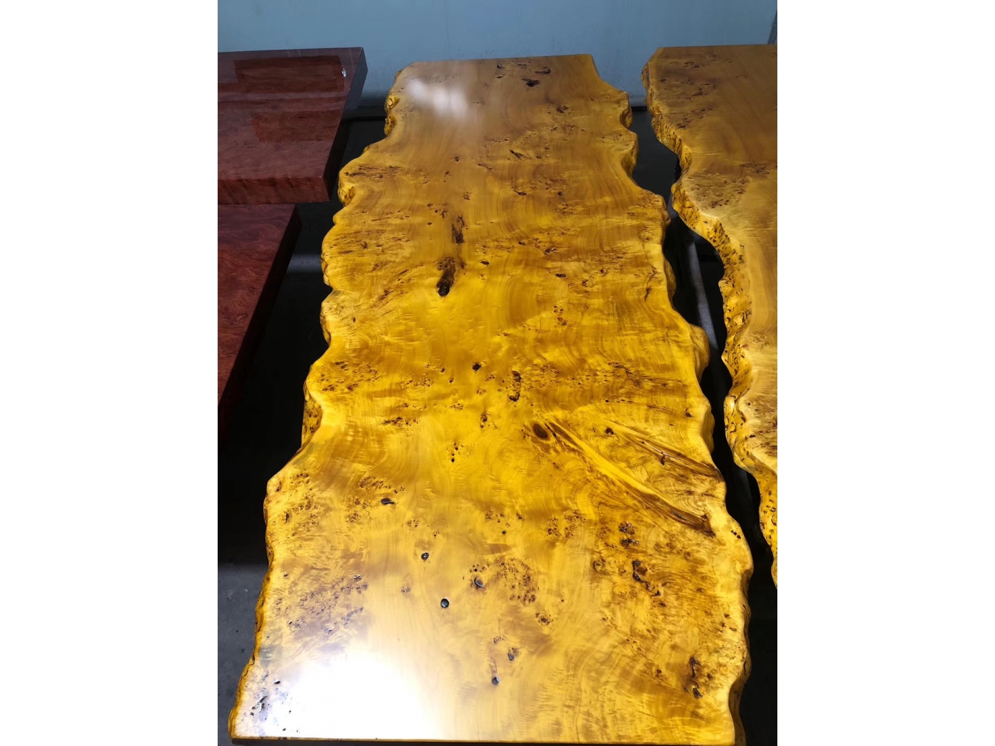 Germany poplar burl slab wood table top