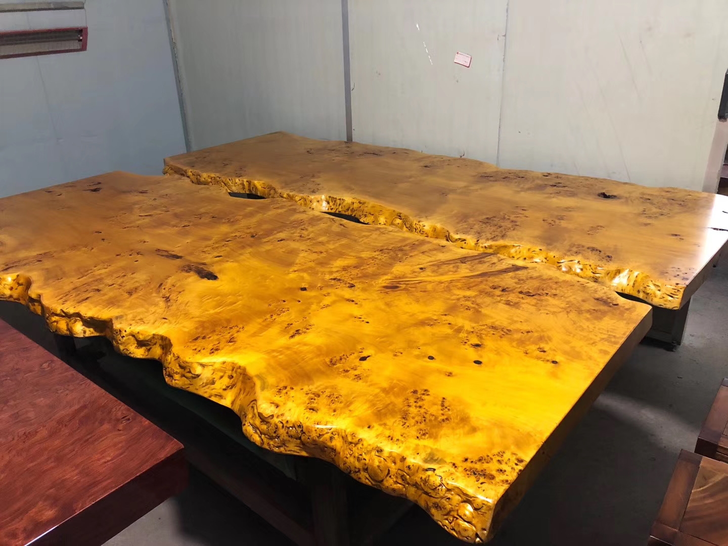 Germany poplar burl slab wood table top