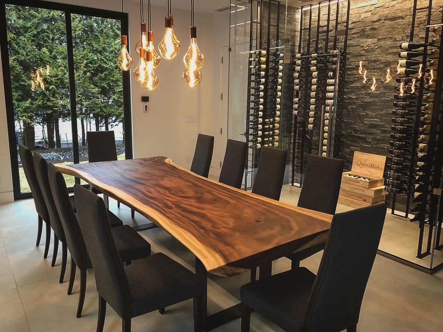 Suar walnut live edge wood slab dining table