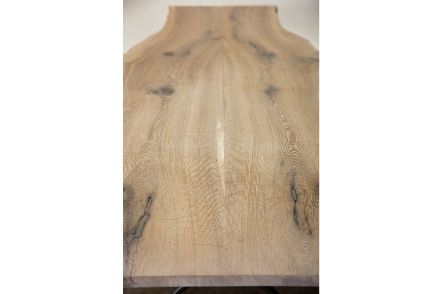 Wishbone table leg iron wood oak slab dining table top