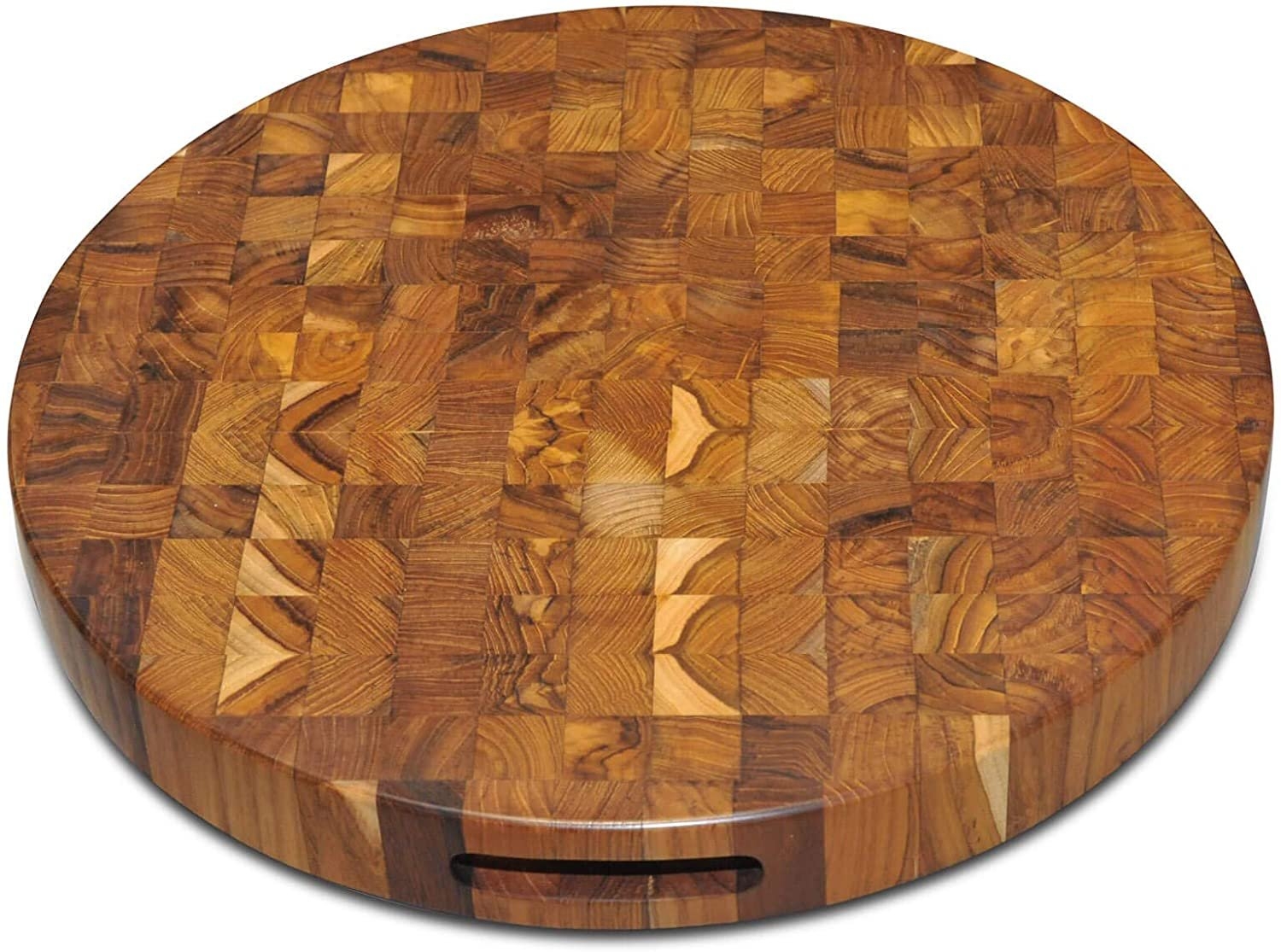 Round shape end grain teak chopping board