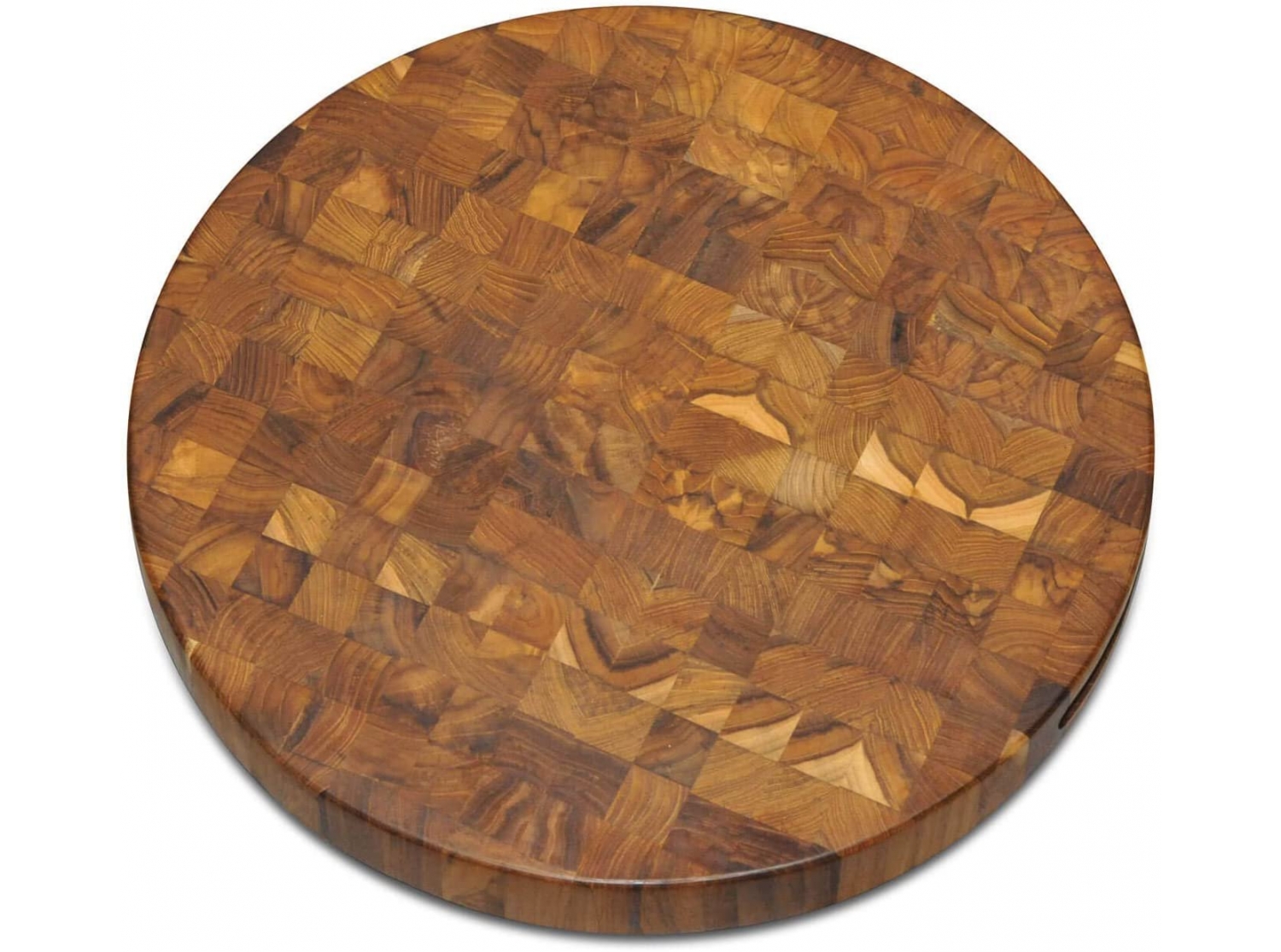 Round shape end grain teak chopping board