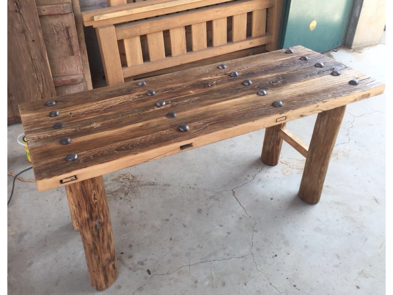 Antique Furniture round aged elm beer table