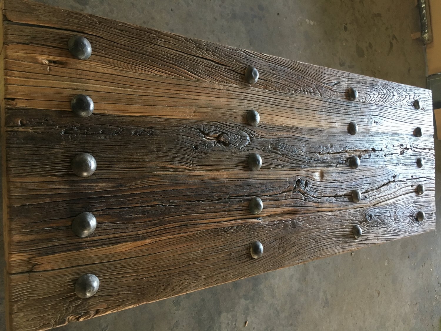 Antique Furniture round aged elm beer table