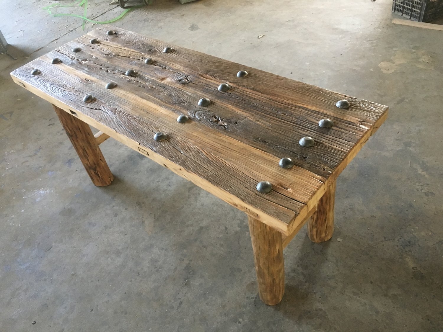 Antique Furniture round aged elm beer table