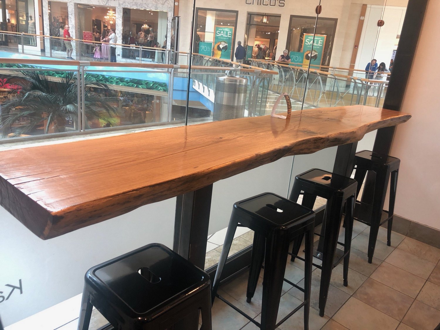 Live edge wood slab bar table