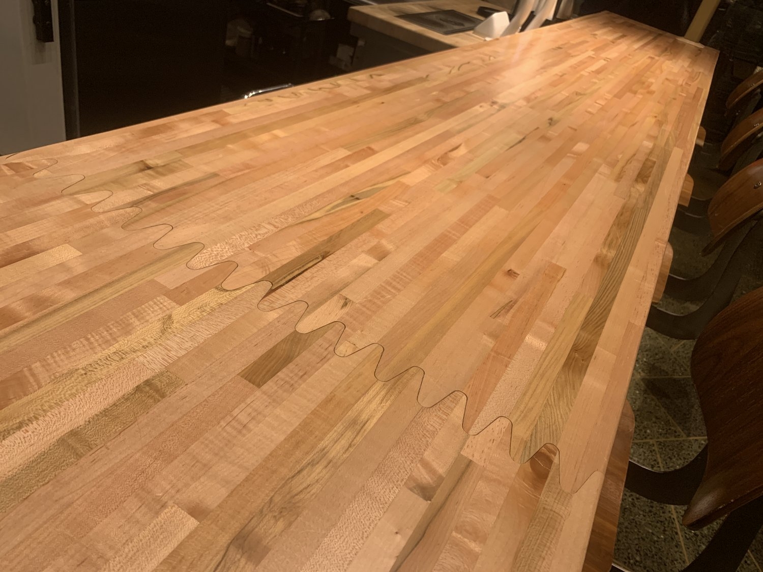 Finger joint maple wood bar table top
