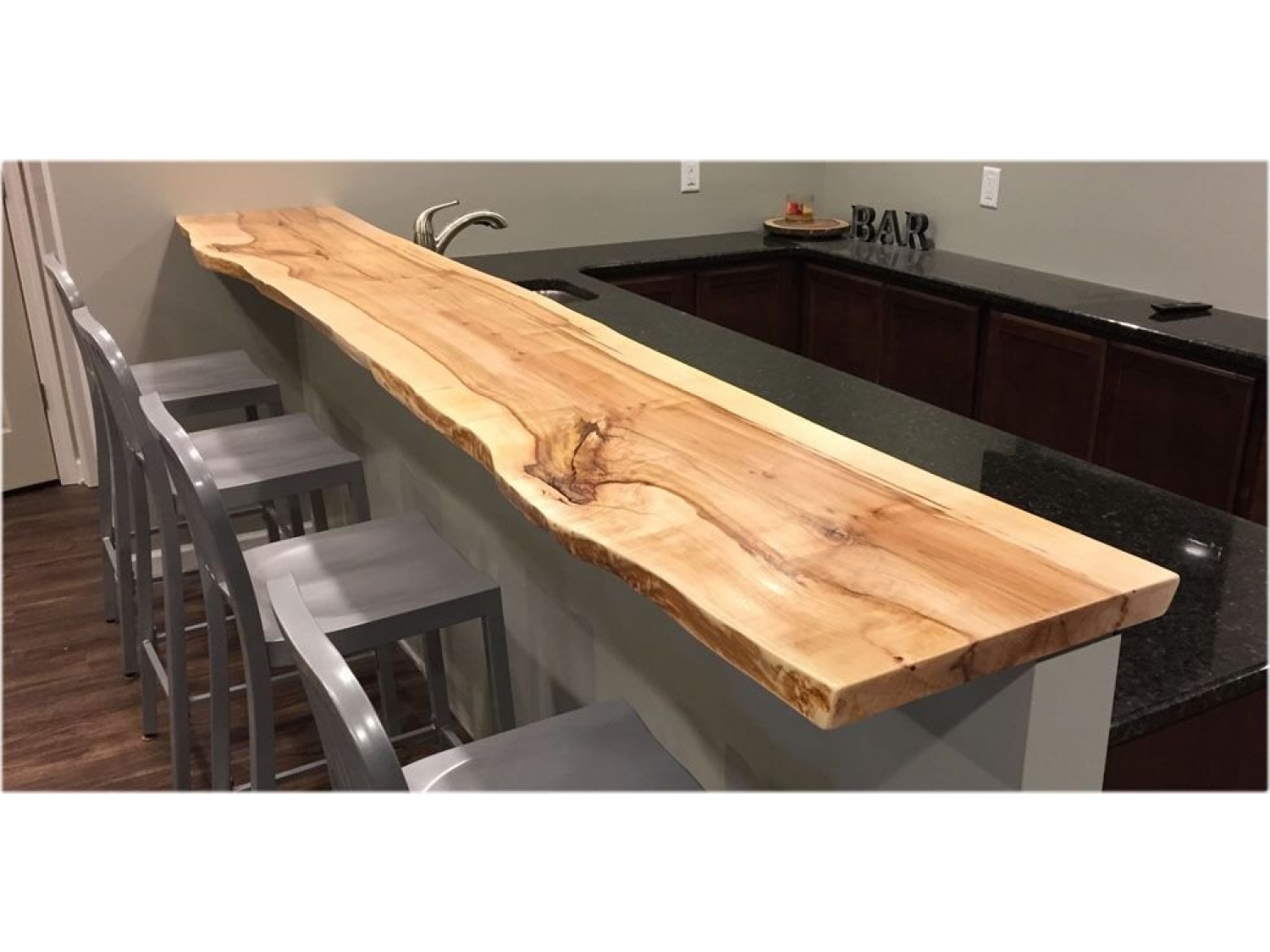 Live edge wood slab bar table