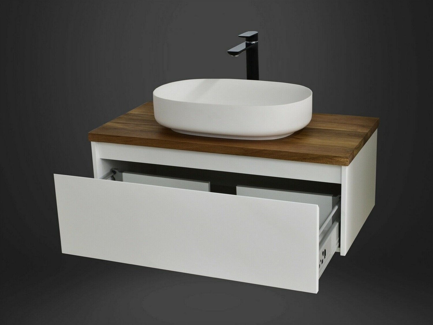 Edge grain oak wood vanity benchtop