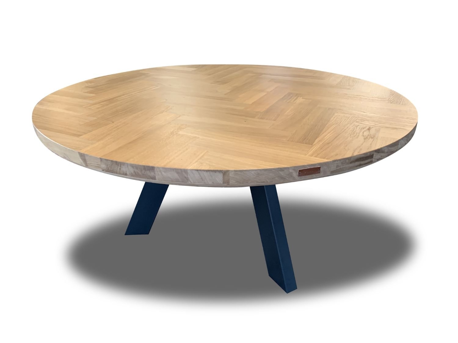 Ø160 cm solid wood oak herringbone table