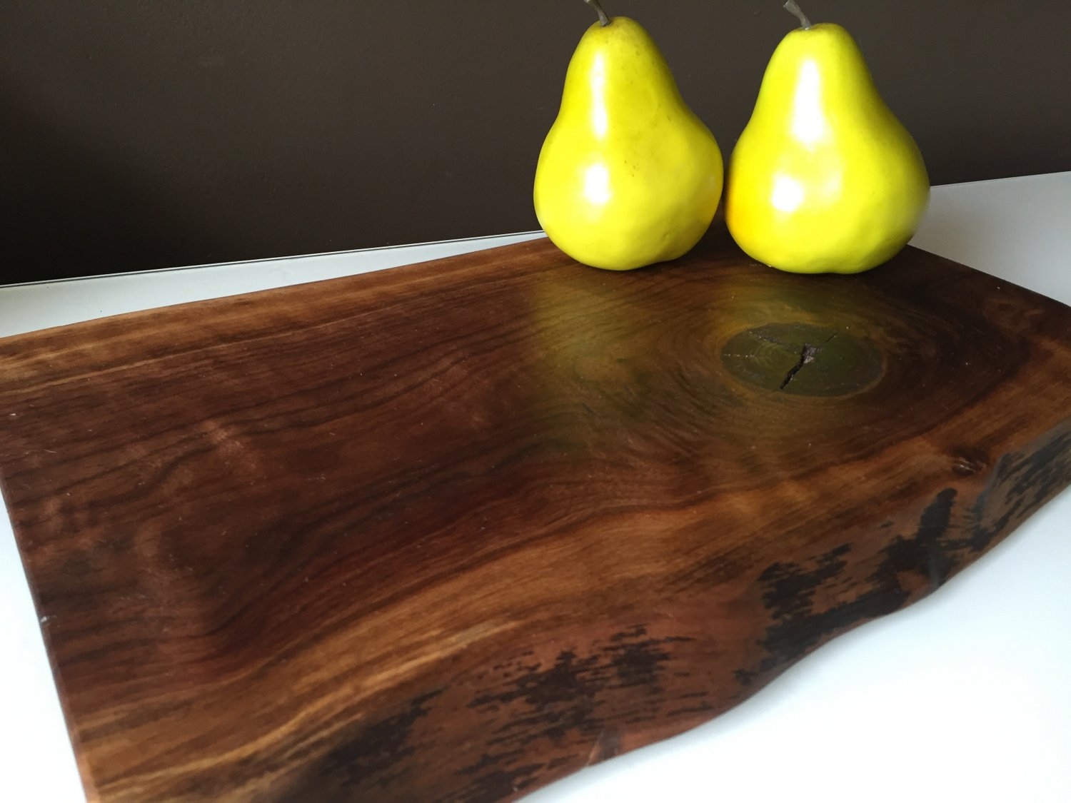 Natural walnut live edge cutting board