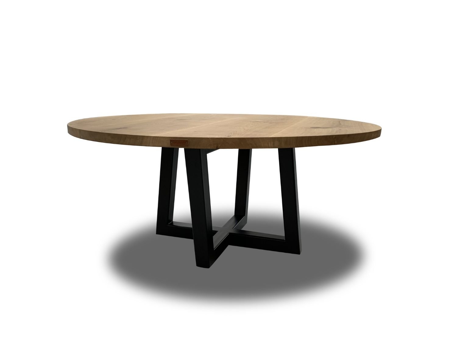 Ø160 cm solid wood oak herringbone table