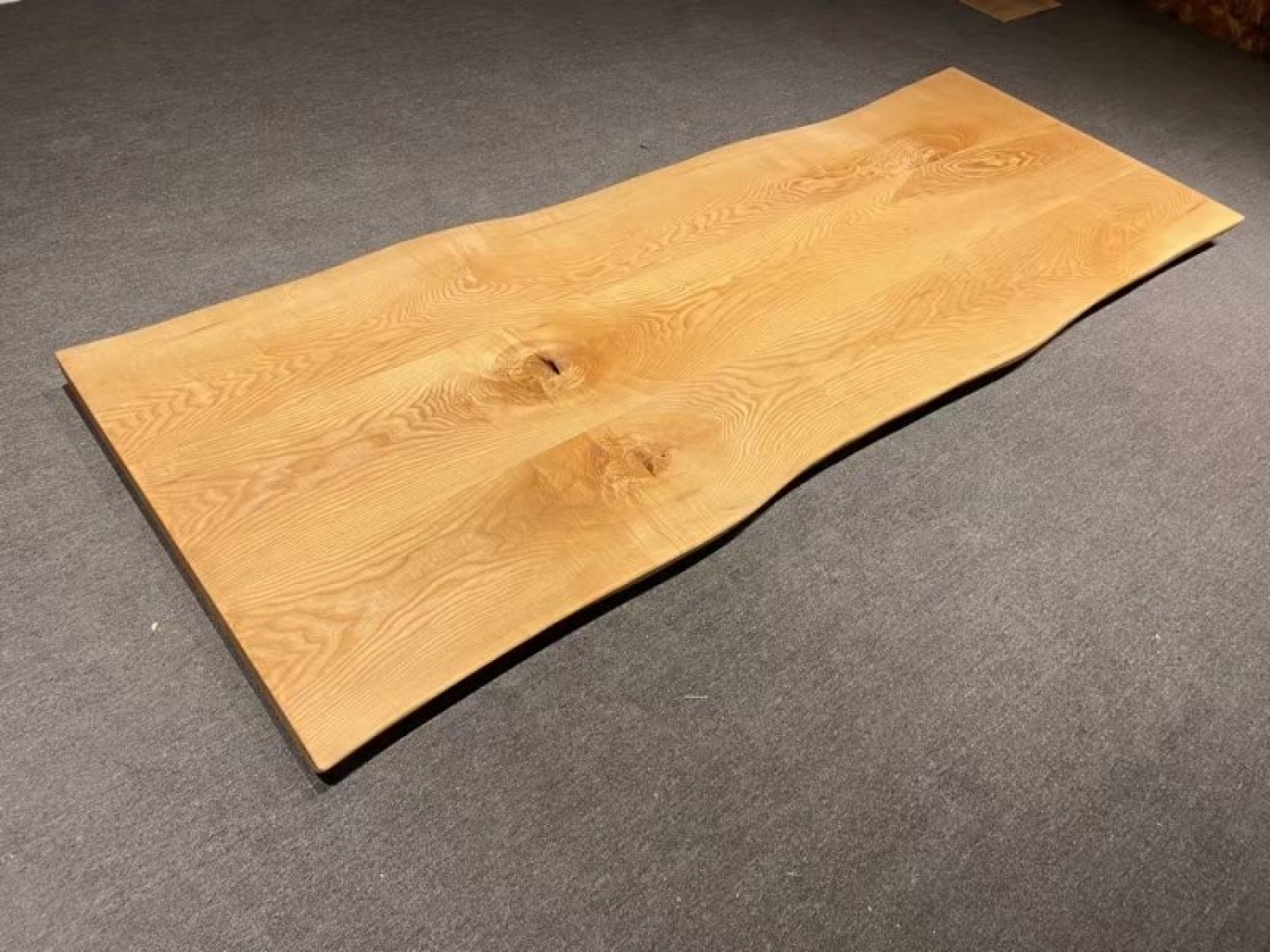 Solid Wood Ash Edge Glued Slab Live Edge Table With Double X shaple base