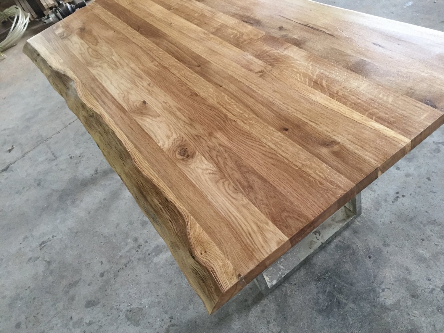 Solid Wood Oak Edge Glued Slab Live Edge Table