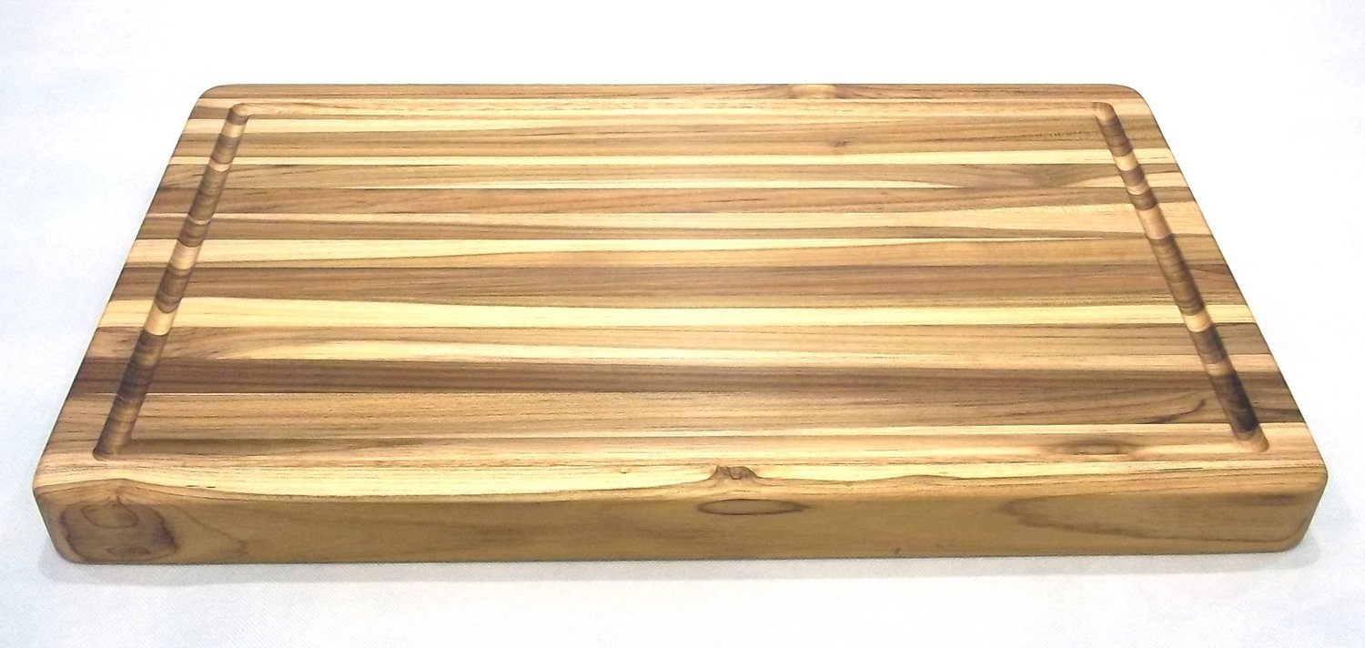 Burma teak wood edge grain cutting board juice groove