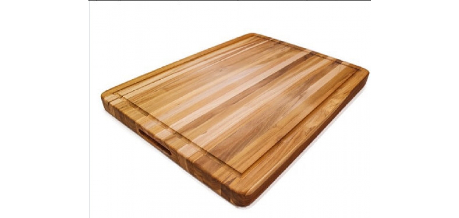 Burma teak wood edge grain cutting board juice groove