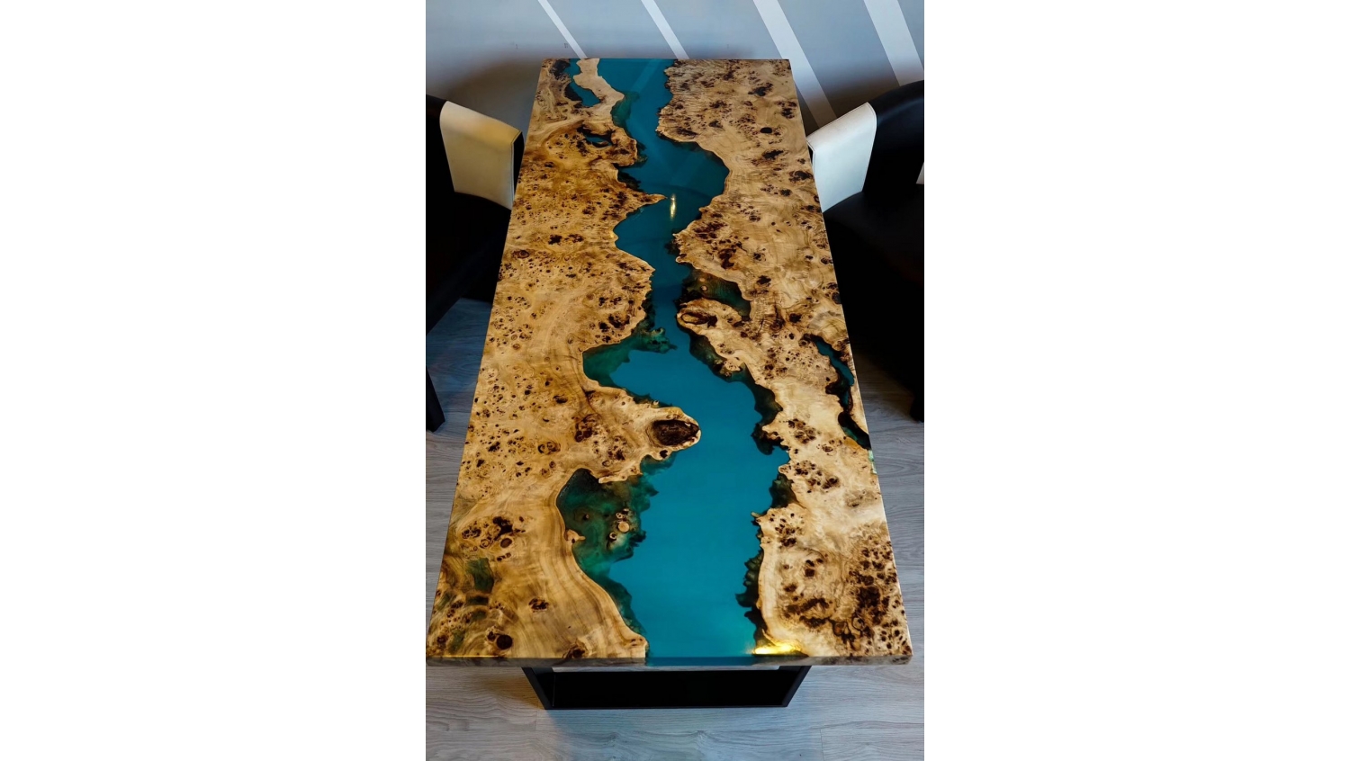 Table Bois Massif Unique Slab Noyer En Résine Epoxy