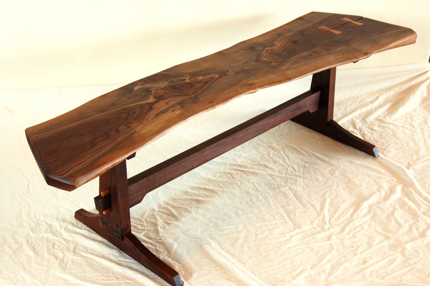 Luxury natural walnut wood slab Bench