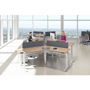 Solid wood office table with adjustable base