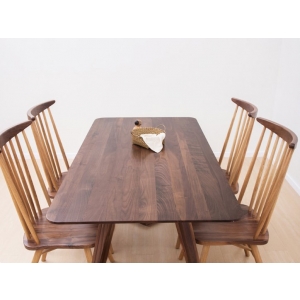 Solid UAS Black Walnut Wood Dining Table Chair Set Wooden Base