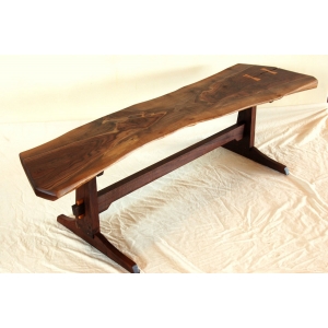 Luxury natural walnut wood slab Bench