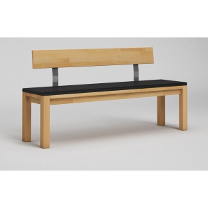 Solid wood bench with leather seating