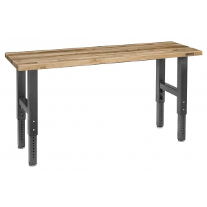 Maple wood top locker bench with height adjustable iron base