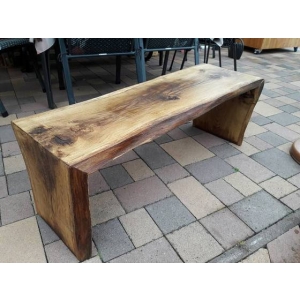 Live edge oak wood slab bench