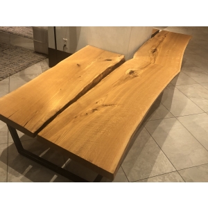 Live edge wood slab bench