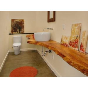 Natural Live Edge Wood Slab Vanity Bathroom Worktop