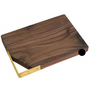 Full stave walnut cutting board  metal handle