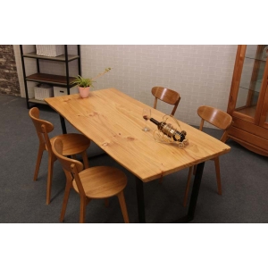 Natural wood slab pine hotel dining table